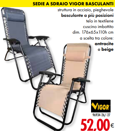 Sedie a Sdraio Basculanti VIGOR