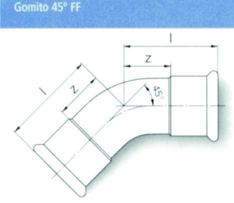 GOMITO 45 INOX FF 22