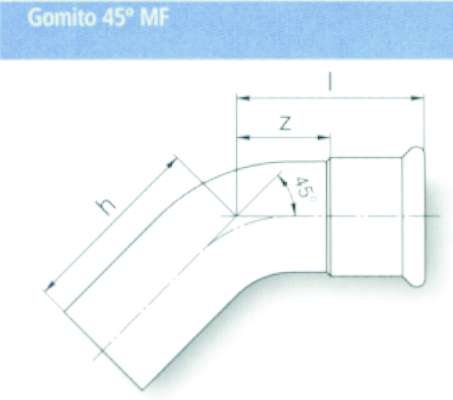 GOMITO 45 INOX MF 28